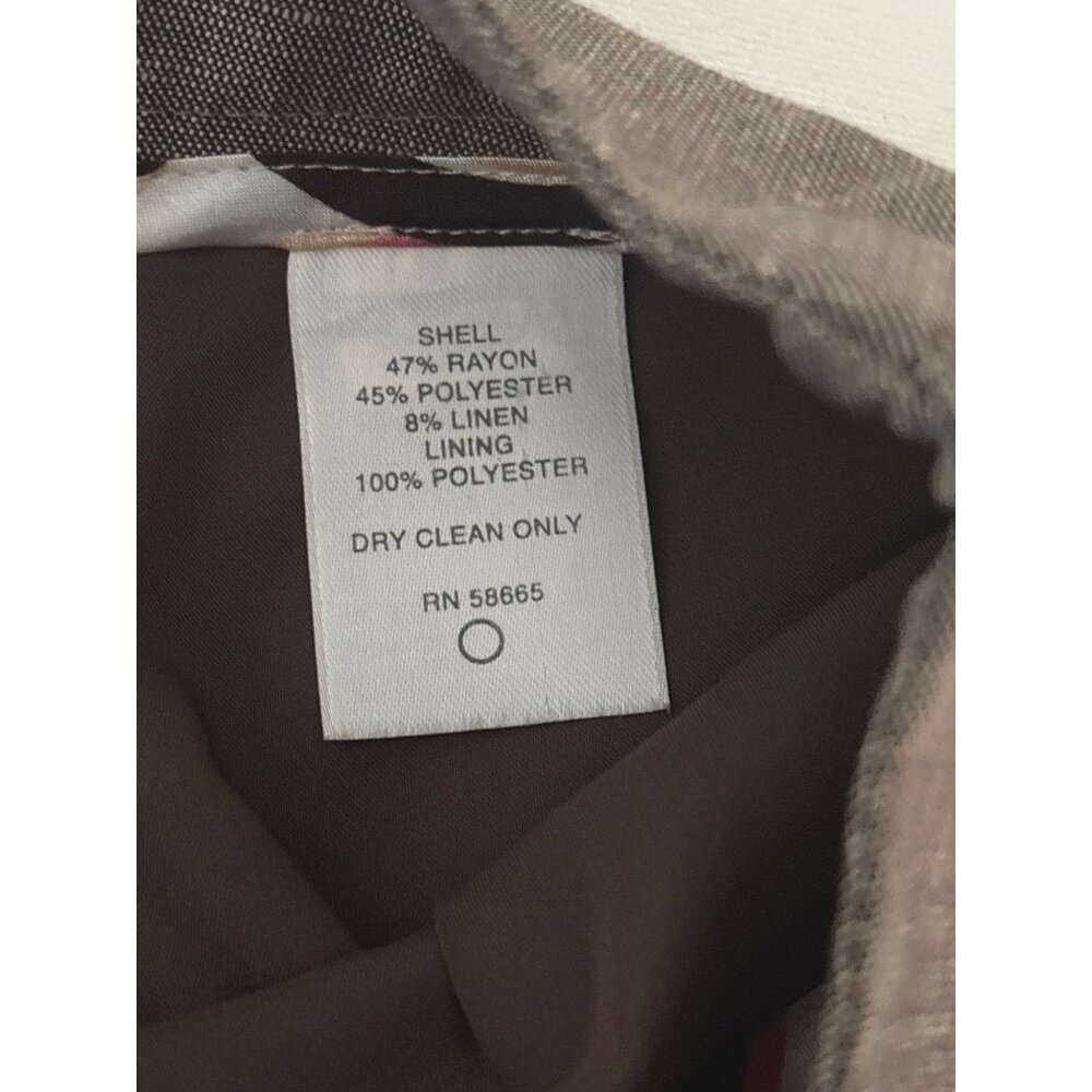 Quiet Luxury Tailored Skirt 8 by Classiques Entier Pleated Hem Rayon-Linen Blend - Picture 5 of 11